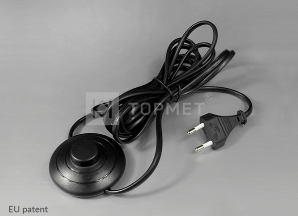 Picture of cable with foot switch and plug 250V; 2 x 0,75; 2,5 A; L-1000/2500 (black)